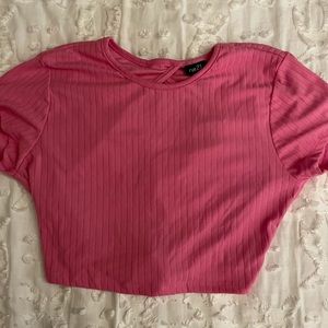 Rue 21 - Pink Cropped Open Back Tie Top
